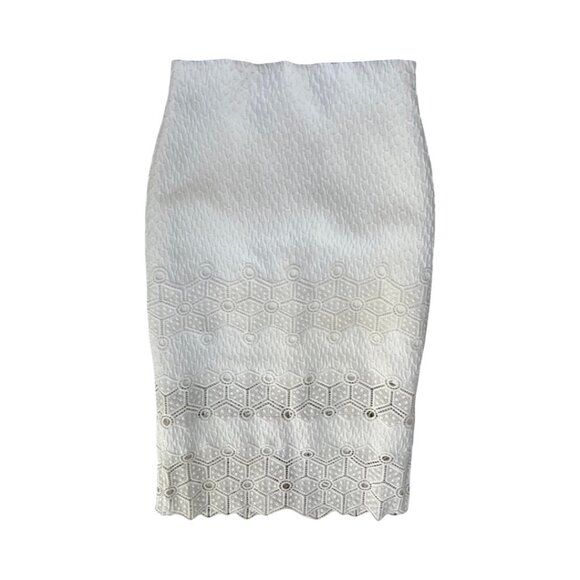 Rebecca Taylor white textured pencil midi skirt size 4 - Picture 2 of 6